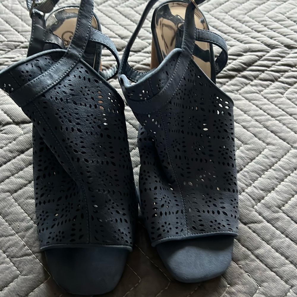 Carlos wedge blue suede sandals 10m